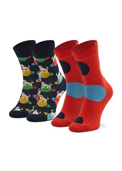 Zestaw 2 par wysokich skarpet dziecięcych Happy Socks KLAI02-6500 Czerwony ze sklepu eobuwie.pl w kategorii Skarpetki dziecięce - zdjęcie 166846224