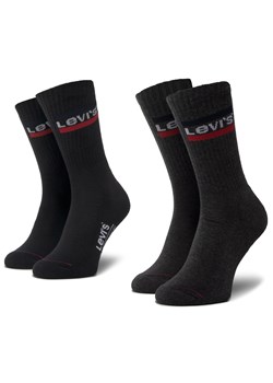 Zestaw 2 par wysokich skarpet unisex Levi's® 37157-0153 Mid Grey/Black ze sklepu eobuwie.pl w kategorii Skarpetki męskie - zdjęcie 166852772