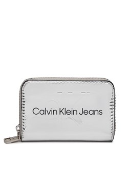 Duży Portfel Damski Calvin Klein Jeans Sculpted Med Zip Around Mono S K60K611863 Silver 0IM ze sklepu eobuwie.pl w kategorii Portfele damskie - zdjęcie 166880720