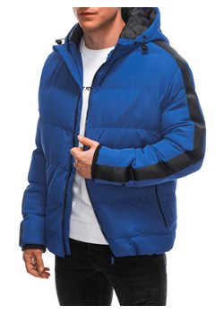 Kurtka męska zimowa pikowana - niebieska V3 EM-JAHP-0101 ze sklepu Edoti w kategorii Kurtki męskie - zdjęcie 166890000
