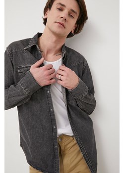 Levi&apos;s koszula jeansowa męska kolor szary regular z kołnierzykiem klasycznym ze sklepu ANSWEAR.com w kategorii Koszule męskie - zdjęcie 166928913