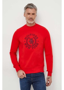 Tommy Hilfiger bluza bawełniana męska kolor czerwony z aplikacją MW0MW33651 ze sklepu ANSWEAR.com w kategorii Bluzy męskie - zdjęcie 166928983