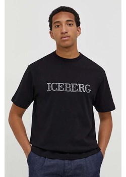 Iceberg t-shirt bawełniany męski kolor czarny z nadrukiem ze sklepu ANSWEAR.com w kategorii T-shirty męskie - zdjęcie 166929500