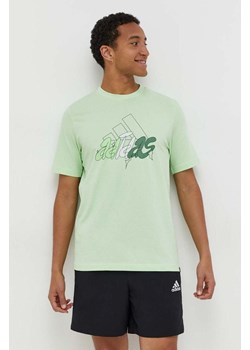 adidas t-shirt bawełniany męski kolor zielony z nadrukiem IN6243 ze sklepu ANSWEAR.com w kategorii T-shirty męskie - zdjęcie 166929520