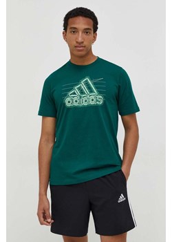 adidas t-shirt bawełniany męski kolor zielony z nadrukiem IN6262 ze sklepu ANSWEAR.com w kategorii T-shirty męskie - zdjęcie 166929530