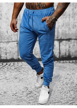 Spodnie dresowe męskie welurowe niebieskie OZONEE JS/8K1172/17 ze sklepu ozonee.pl w kategorii Spodnie męskie - zdjęcie 166935111