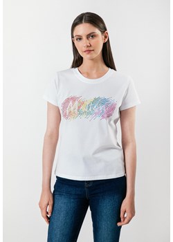 Biały t-shirt z kolorową aplikacją ze sklepu Molton w kategorii Bluzki damskie - zdjęcie 166951223