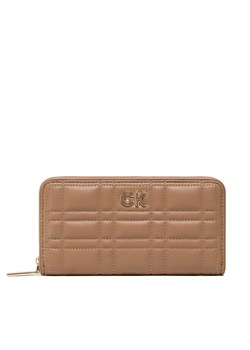 Duży Portfel Damski Calvin Klein Re-Lock Quilt Z/A Wallet Lg K60K609912 Brązowy ze sklepu eobuwie.pl w kategorii Portfele damskie - zdjęcie 166955953