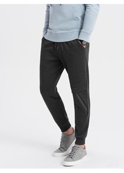 Spodnie męskie dresowe z przeszyciem i zamkiem na nogawce - grafitowy melanż V2 OM-PASK-0147 ze sklepu ombre w kategorii Spodnie męskie - zdjęcie 166958942
