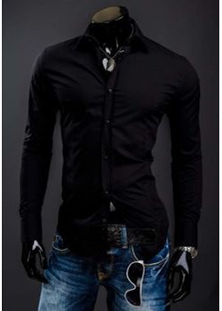 Koszula męska elegancka z długim rękawem czarna Bolf 1703A ze sklepu Denley w kategorii Koszule męskie - zdjęcie 166967051