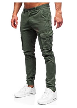Khaki spodnie materiałowe joggery bojówki męskie Denley 77322 ze sklepu Denley w kategorii Spodnie męskie - zdjęcie 166967054