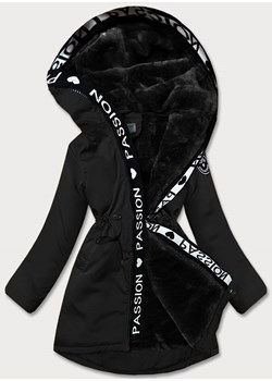 Damska kurtka z futrzaną podszewką czarna (B8115-1) ze sklepu goodlookin.pl w kategorii Parki damskie - zdjęcie 166975243