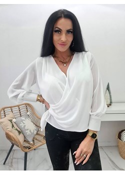 wizytowa damska bluzka koszula festival z wiązaniem - biała ze sklepu STYLOWO w kategorii Koszule damskie - zdjęcie 166975452