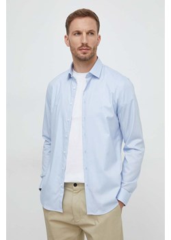 Calvin Klein koszula męska kolor niebieski slim z kołnierzykiem klasycznym ze sklepu ANSWEAR.com w kategorii Koszule męskie - zdjęcie 166976954