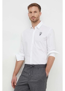 Karl Lagerfeld koszula męska kolor biały regular z kołnierzykiem klasycznym ze sklepu ANSWEAR.com w kategorii Koszule męskie - zdjęcie 166976974