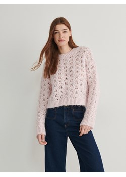 Reserved - Ażurowy sweter - pastelowy róż ze sklepu Reserved w kategorii Swetry damskie - zdjęcie 166982683