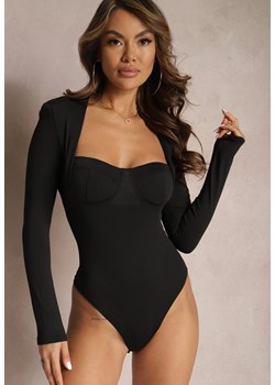 Czarne Body z Kwadratowym Dekoltem i Usztywnianymi Miseczkami Ivorine ze sklepu Renee odzież w kategorii Bluzki damskie - zdjęcie 166982861