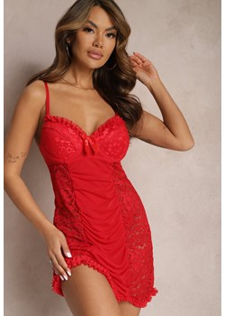 Czerwona Koszula Nocna z Koronką na Ramiączkach ze Stringami Silvania ze sklepu Renee odzież w kategorii Koszule nocne - zdjęcie 166982872