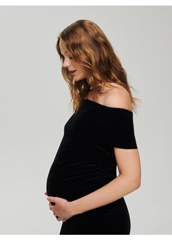Reserved - Welurowa sukienka midi - czarny ze sklepu Reserved w kategorii Sukienki ciążowe - zdjęcie 166985053