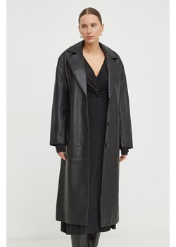 2NDDAY płaszcz skórzany 2ND Vice - Dense Leather damski kolor czarny przejściowy oversize 2241510653 ze sklepu ANSWEAR.com w kategorii Płaszcze damskie - zdjęcie 166985432