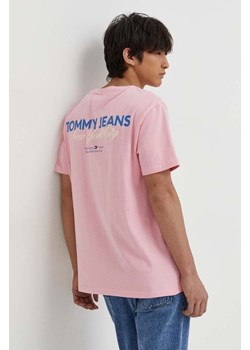 Tommy Jeans t-shirt bawełniany męski kolor różowy z nadrukiem ze sklepu ANSWEAR.com w kategorii T-shirty męskie - zdjęcie 166985971