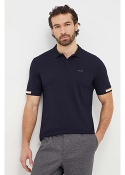 BOSS polo bawełniane kolor granatowy gładki 50467113 ze sklepu ANSWEAR.com w kategorii T-shirty męskie - zdjęcie 166990924