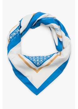 Estro: Błękitno-biała apaszka damska z geometrycznym wzorem ze sklepu Estro w kategorii Szaliki i chusty damskie - zdjęcie 166991132