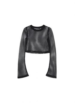 Cropp - Czarna siateczkowa bluzka - czarny ze sklepu Cropp w kategorii Bluzki damskie - zdjęcie 167335902