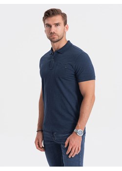 T-shirt męski polo z ozdobnymi guzikami - ciemnoniebieska V8 S1744 ze sklepu ombre w kategorii T-shirty męskie - zdjęcie 167337501
