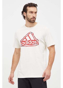 adidas t-shirt bawełniany męski kolor beżowy z nadrukiem IS2882 ze sklepu ANSWEAR.com w kategorii T-shirty męskie - zdjęcie 167339641