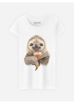 WOOOP Koszulka &quot;Sloth And Drink&quot; w kolorze białym ze sklepu Limango Polska w kategorii Bluzki damskie - zdjęcie 167340860