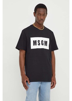 MSGM t-shirt bawełniany męski kolor czarny z nadrukiem ze sklepu ANSWEAR.com w kategorii T-shirty męskie - zdjęcie 167348132