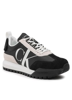 Sneakersy Calvin Klein Jeans Toothy Runner Laceup Mix Pearl YW0YW01100 Czarny ze sklepu eobuwie.pl w kategorii Buty sportowe damskie - zdjęcie 167360972