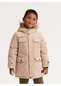 Reserved - Ocieplany płaszcz z kapturem - beżowy ze sklepu Reserved w kategorii Kurtki chłopięce - zdjęcie 167363992