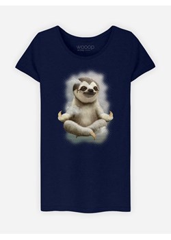 WOOOP Koszulka &quot;Sloth Meditate&quot; w kolorze granatowym ze sklepu Limango Polska w kategorii Bluzki damskie - zdjęcie 167364900