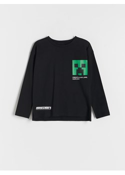 Reserved - Longsleeve oversize Minecraft - czarny ze sklepu Reserved w kategorii T-shirty chłopięce - zdjęcie 167366091