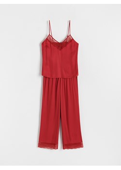 Reserved - Dwuczęściowa piżama z koronką - czerwony ze sklepu Reserved w kategorii Piżamy damskie - zdjęcie 167366811