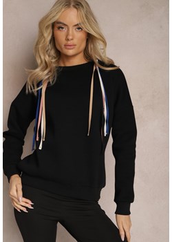 Czarna Bawełniana Bluza z Sznurkami i Kapturem Tyche ze sklepu Renee odzież w kategorii Bluzy damskie - zdjęcie 167367921