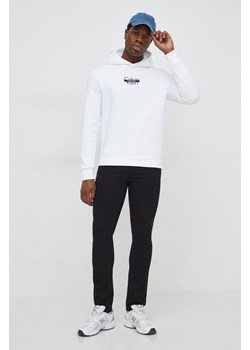 Calvin Klein bluza męska kolor biały z kapturem z nadrukiem ze sklepu ANSWEAR.com w kategorii Bluzy męskie - zdjęcie 167375420