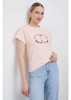 Twinset t-shirt bawełniany damski kolor różowy ze sklepu ANSWEAR.com w kategorii Bluzki damskie - zdjęcie 167376393