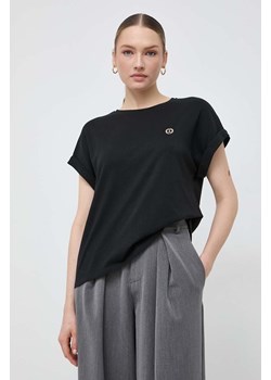 Twinset t-shirt bawełniany damski kolor czarny ze sklepu ANSWEAR.com w kategorii Bluzki damskie - zdjęcie 167376413