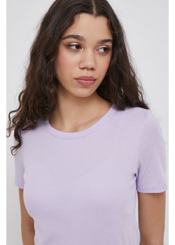 United Colors of Benetton t-shirt bawełniany damski kolor fioletowy ze sklepu ANSWEAR.com w kategorii Bluzki damskie - zdjęcie 167376471