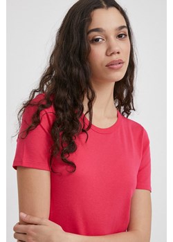United Colors of Benetton t-shirt bawełniany damski kolor różowy ze sklepu ANSWEAR.com w kategorii Bluzki damskie - zdjęcie 167376482