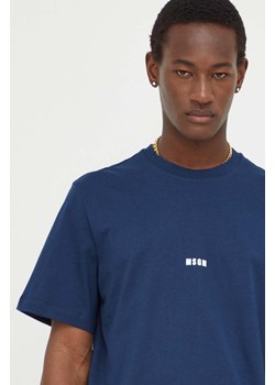 MSGM t-shirt bawełniany męski kolor granatowy z nadrukiem ze sklepu ANSWEAR.com w kategorii T-shirty męskie - zdjęcie 167376532