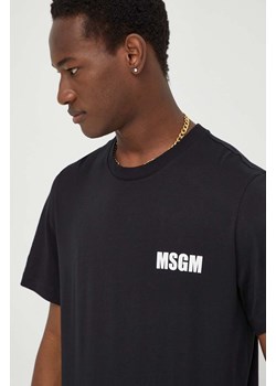 MSGM t-shirt bawełniany męski kolor czarny z nadrukiem ze sklepu ANSWEAR.com w kategorii T-shirty męskie - zdjęcie 167376572