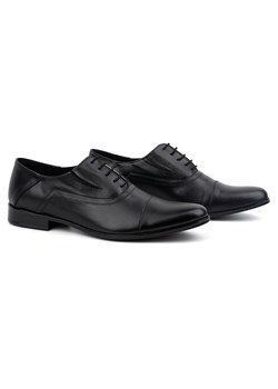 Buty męskie skórzane wizytowe eleganckie sznurowane 290LU czarne ze sklepu butyolivier w kategorii Buty eleganckie męskie - zdjęcie 167376594