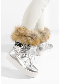 Srebrne kozaki damskie Erenya V3 ze sklepu Zapatos w kategorii Śniegowce damskie - zdjęcie 167376854