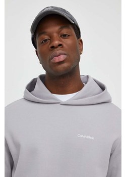 Calvin Klein bluza męska kolor szary z kapturem gładka ze sklepu ANSWEAR.com w kategorii Bluzy męskie - zdjęcie 167386802