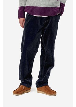 Carhartt WIP spodnie bawełniane kolor granatowy proste ze sklepu PRM w kategorii Spodnie męskie - zdjęcie 167391722