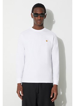 Carhartt WIP longsleeve bawełniany Longsleeve Chase T-Shirt kolor biały gładki I026392.00RXX ze sklepu PRM w kategorii T-shirty męskie - zdjęcie 167391762
